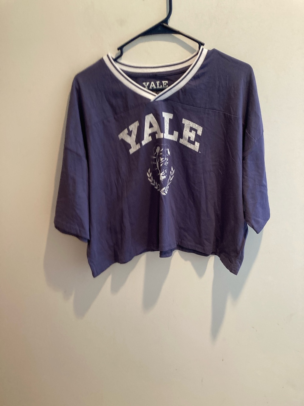 Yale University Navy V-Neck tee shirt with White Trim
